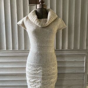 Cozy Cream Cowl Neck Sweater Dress